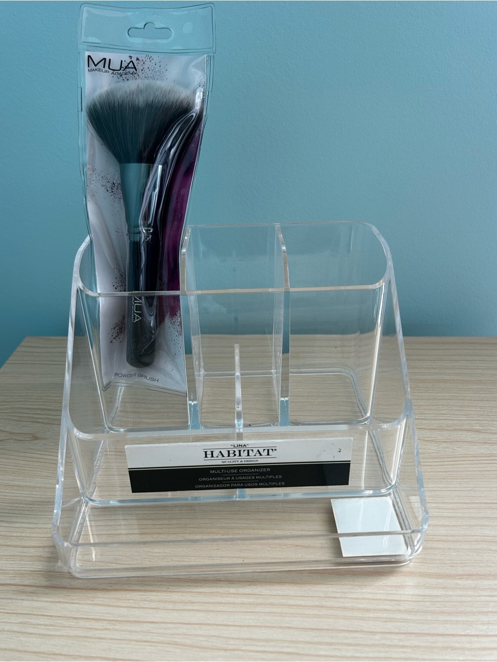 Habitat Acrylic Makeup Organizer + NEW MUA Powder Brush Beauty Bundle